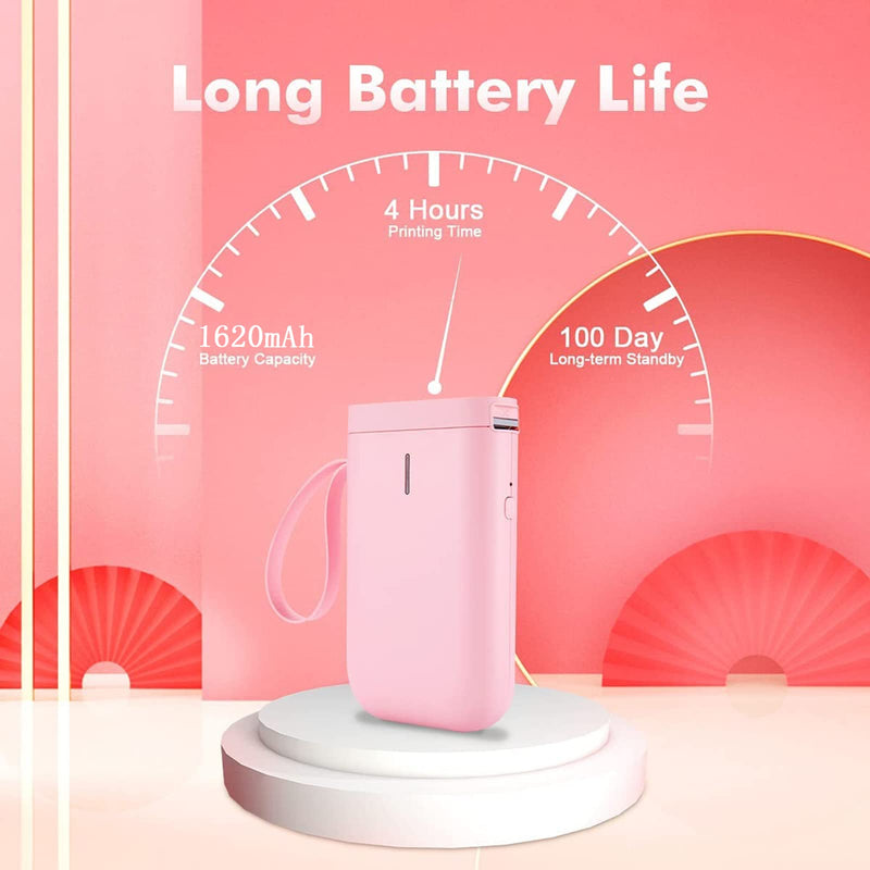 [Australia - AusPower] - Mini Bluetooth Label Maker Machine,Niimbot D11 Portable Wireless Label Printer, with 1 Rolls Tape (Pink) pink 