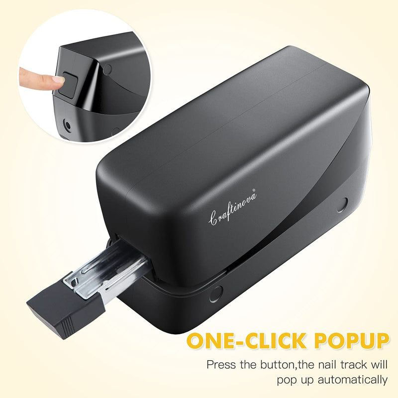 [Australia - AusPower] - Craftinova Electric Stapler, 25 Sheet Capacity,Including 2000 Staples ，Jam Free Stapler，Professional and Home Office Stapler，Battery not Included，AC or Battery Powered.（Black） Black 