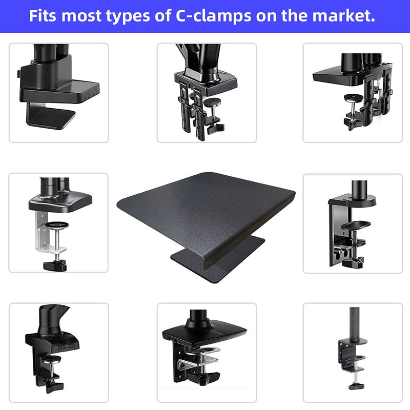 [Australia - AusPower] - Steel Monitor Mount Reinforcement Plate Fits Most Monitor Desk Mount，for Fragile Tabletop Protection (Black, Square-1) Black 