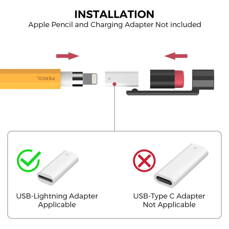[Australia - AusPower] - TRONWIN Pencil Case for Apple Pencil 1st Generation Sleeve Silicone Protective Cover Skin with Sturdy Clip Compatible with Charger Adapter【NOT Included】 and Apple Pencil 1st Generation 