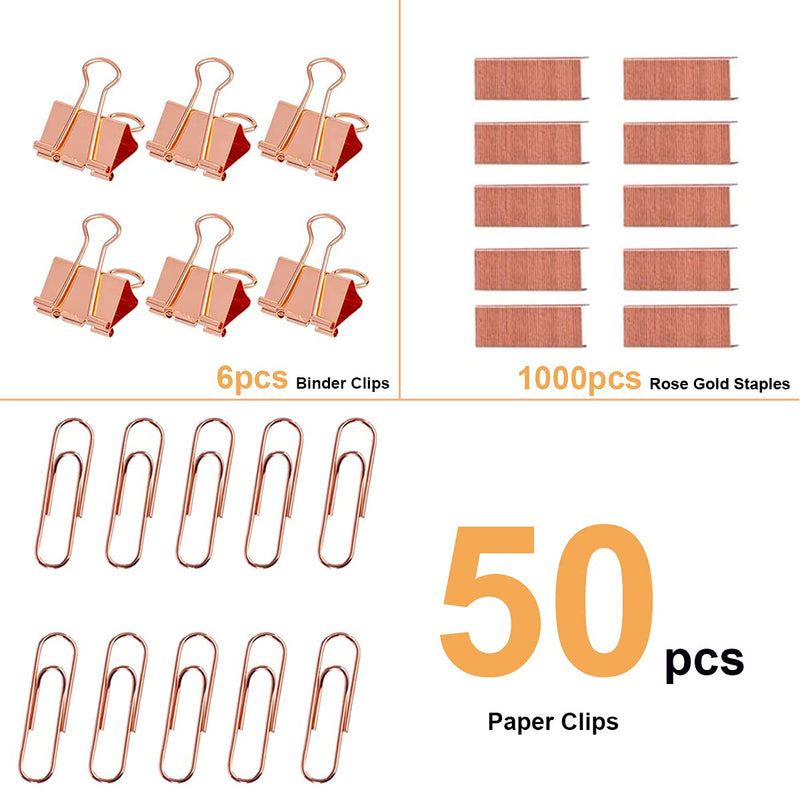 [Australia - AusPower] - Acrylic Desktop Stapler with 1000 26/6 Staples, 6 Binder Clips & 50 Paper Clips, Desk Accessory Kit for Home Office School (Silver) Silver 