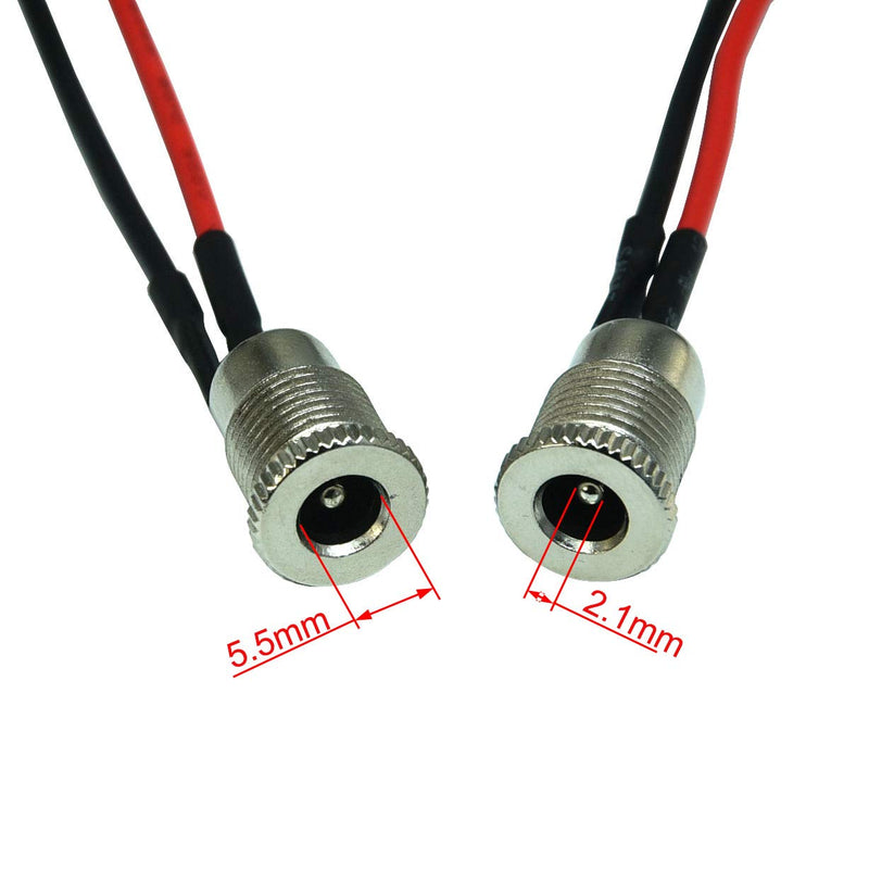 [Australia - AusPower] - 5.5 x 2.1 MM 5A DC Power Jack Socket Dc-099 30V Threaded Female Mount Connector Adapter with 5.9Ich 18Awg Cable(Pack of 10) 10pcs 5.5x2.1 