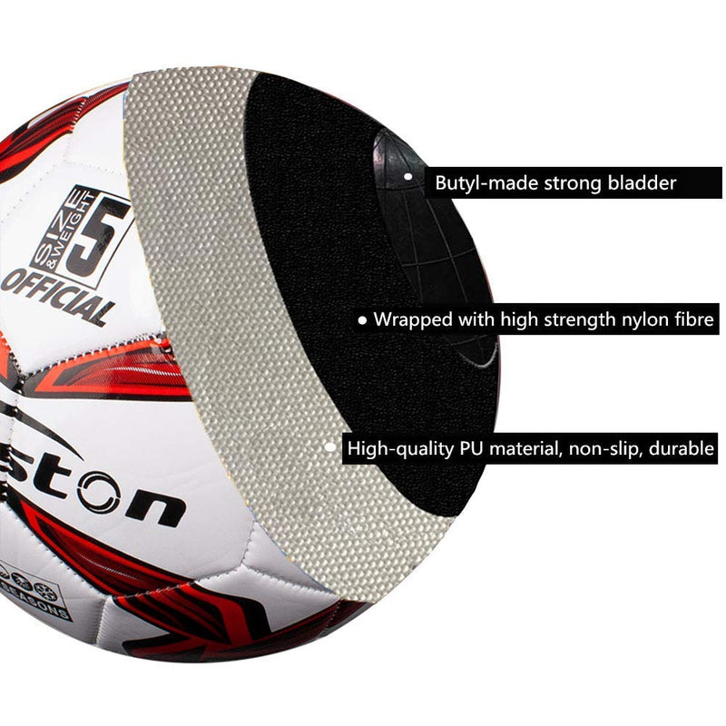 [Australia - AusPower] - Senston Soccer Ball Size 4,5 with Pump - Official Match Football Adults and Junior Kids Soccer Ball red Size 5 