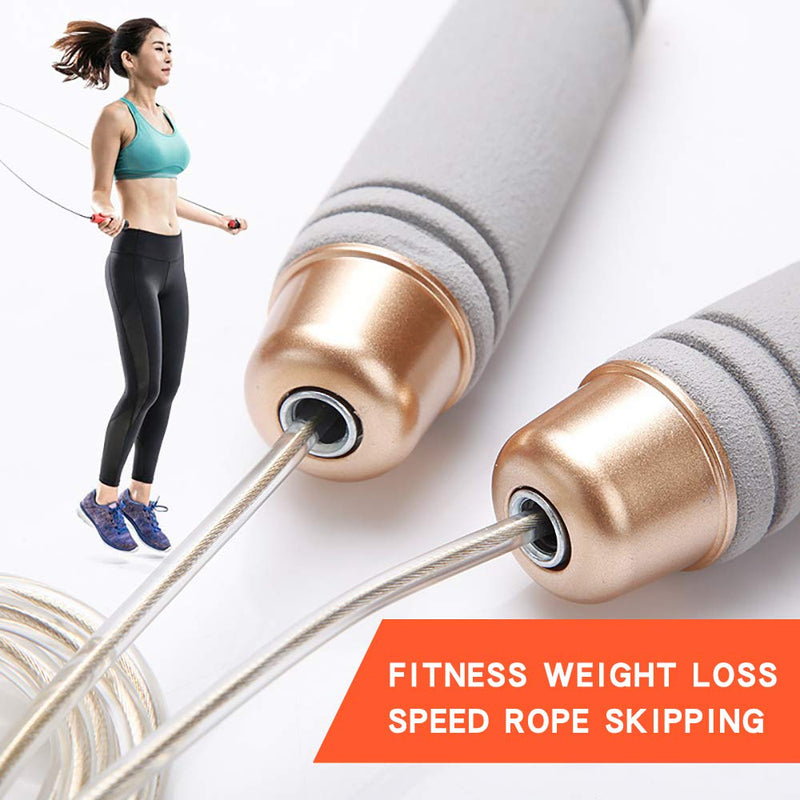 [Australia - AusPower] - Gaoykai Weighted Jump Rope for Handle,Adjustable TPU Wire Rope with Bearing Comfortable Foam Handle Skipping Rope for Workout and Fitness Training for Men Women and Kids gray 