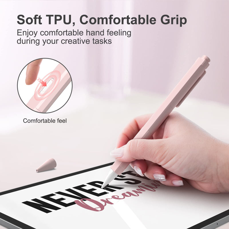 [Australia - AusPower] - iLzyty Holder Case Compatible with Apple Pencil 2nd Generation, New TPE Material Pencil Cover, Anti-Slip Grip Pencil Holder Sleeve, Magnetic Charging & Double-Tapping Supported Pink 