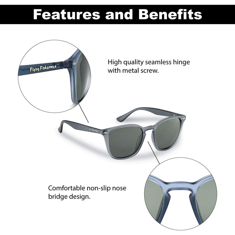 [Australia - AusPower] - Flying Fisherman Muriel Polarized Sunglasses with AcuTint UV Blocker for Fishing and Outdoor Sports Crystal Blue Frames/Smoke Lenses 