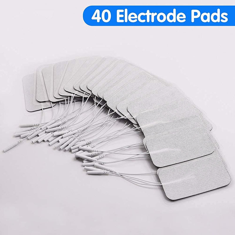 [Australia - AusPower] - TENS Unit Replacement Pads, 40 Pcs 2" x 3.5" TENS Unit Pads, Large Rectangular Electrodes Pads for Electrotherapy EMS Massager 