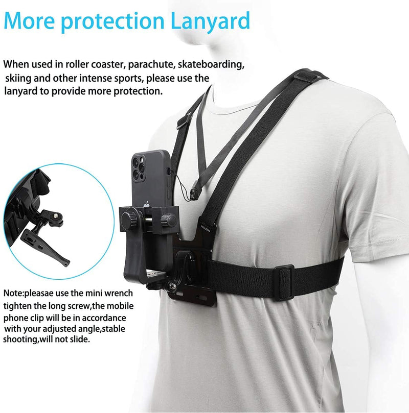 [Australia - AusPower] - Pellking Mobile Phone Chest Mount Harness Strap Holder Cell Phone Clip Action Camera POV for Samsung iPhone Plus etc 