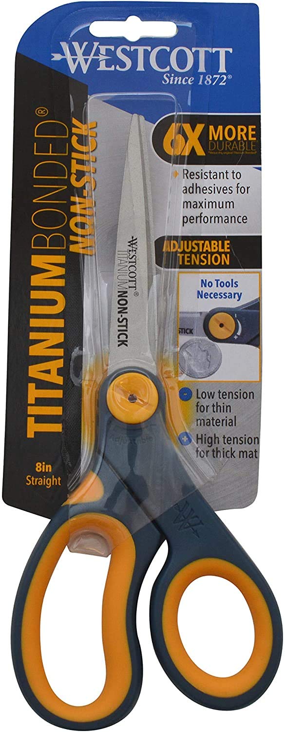 [Australia - AusPower] - Westcott 8" Titanium-Bonded Non-Stick Scissors For Office & Home, Gray/Yellow, 3 Pack (15454) 3-pack 