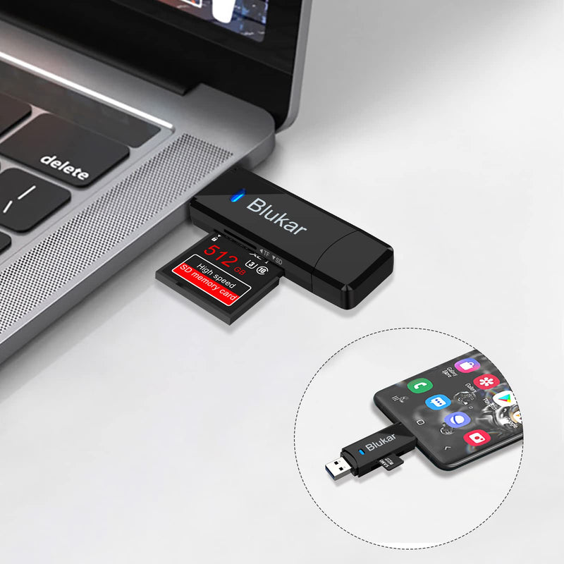 [Australia - AusPower] - Card Reader, Blukar Micro USB OTG Adapter High-speed USB 3.0 Memory SD Card Reader-Supports SD/Micro SD/TF/SDHC/SDXC/MMC/UHS-I - Compatible with Windows, OS, Android 