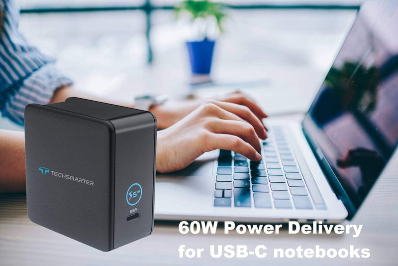 [Australia - AusPower] - Techsmarter 60W USB-C PD Fast Compact Travel Wall Charger. Compatible with iPhone 13, 12, 11, XS, X, XR, Samsung S21, S20, S10, Note 20, 10, MacBook Pro/Air, iPad Air/Pro, Pixel, Chromebook, and More 