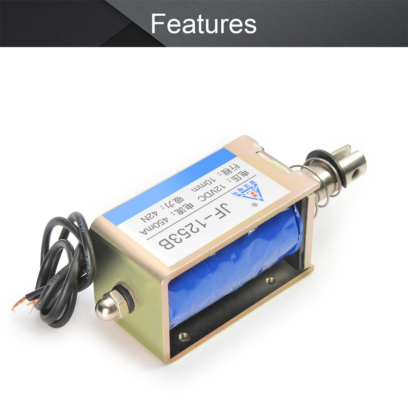 [Australia - AusPower] - Fielect DC 12V 1A 42N 10mm Stroke Push Pull Solenoid Electromagnet, Open Frame Solenoid, Linear Motion, JF-1253B-12V Model: JF-1253B-12V 