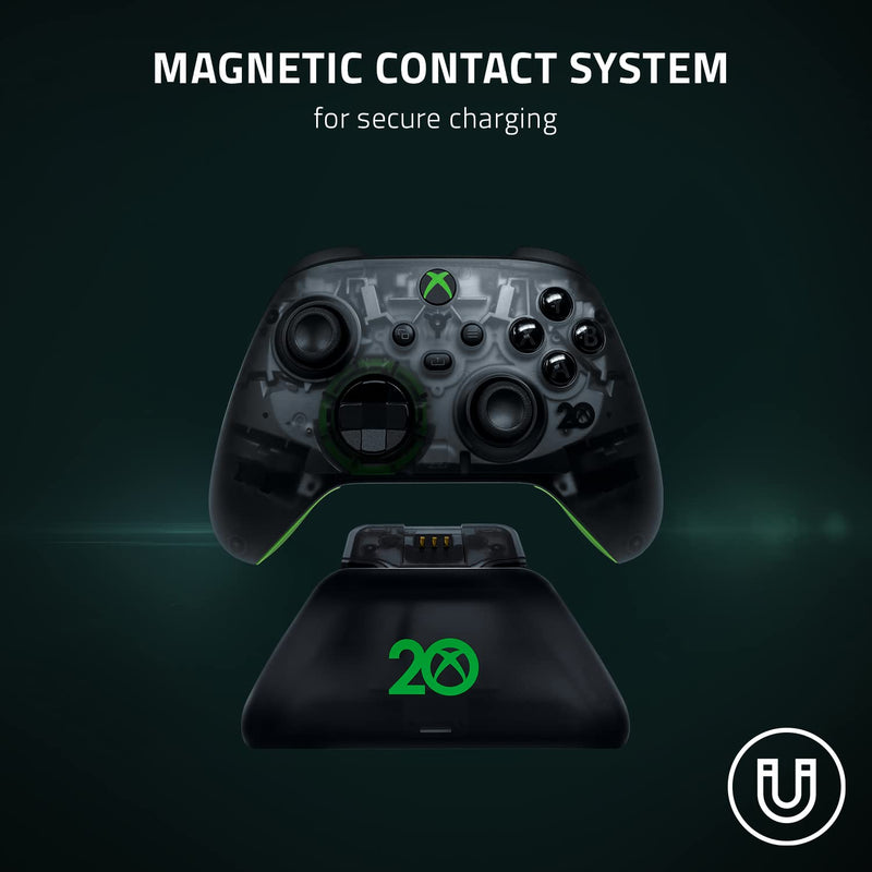 [Australia - AusPower] - Razer Universal Quick Charging Stand for Xbox Series X|S: Magnetic Secure Charging - Perfectly Matches 20th Anniversary Xbox Wireless Controller - USB Powered (Controller Sold Separately) Xbox 20th Anniversary 