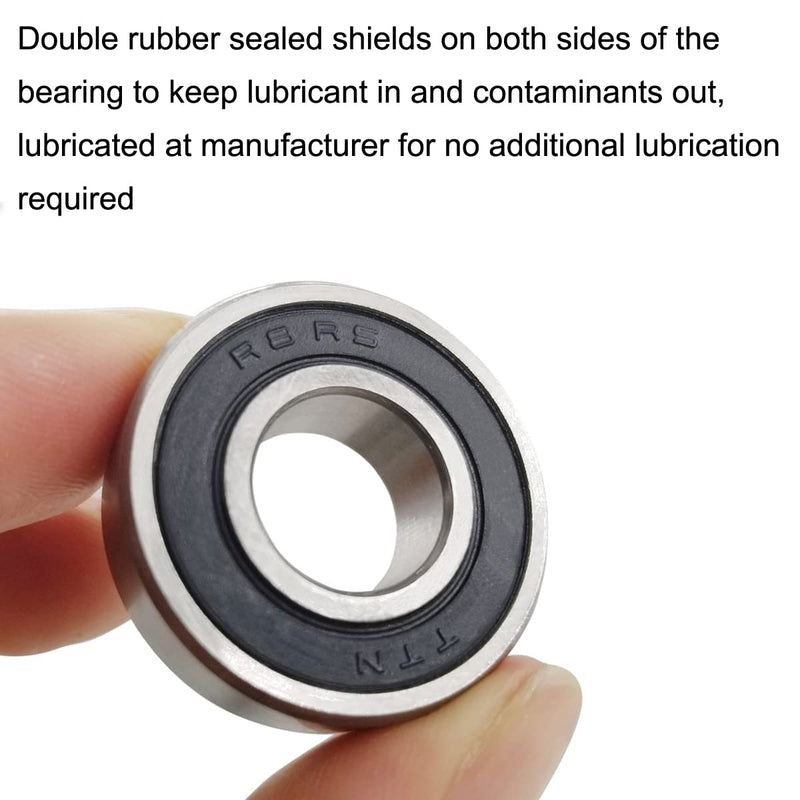 [Australia - AusPower] - Sackorange 10 PCS R8-2RS(1/2"x1-1/8"x5/16") C3 Premium Sealed Radial Ball Bearing - Deep Groove Bearing - High Speeds - Suitable for Electric Motor Applications. 