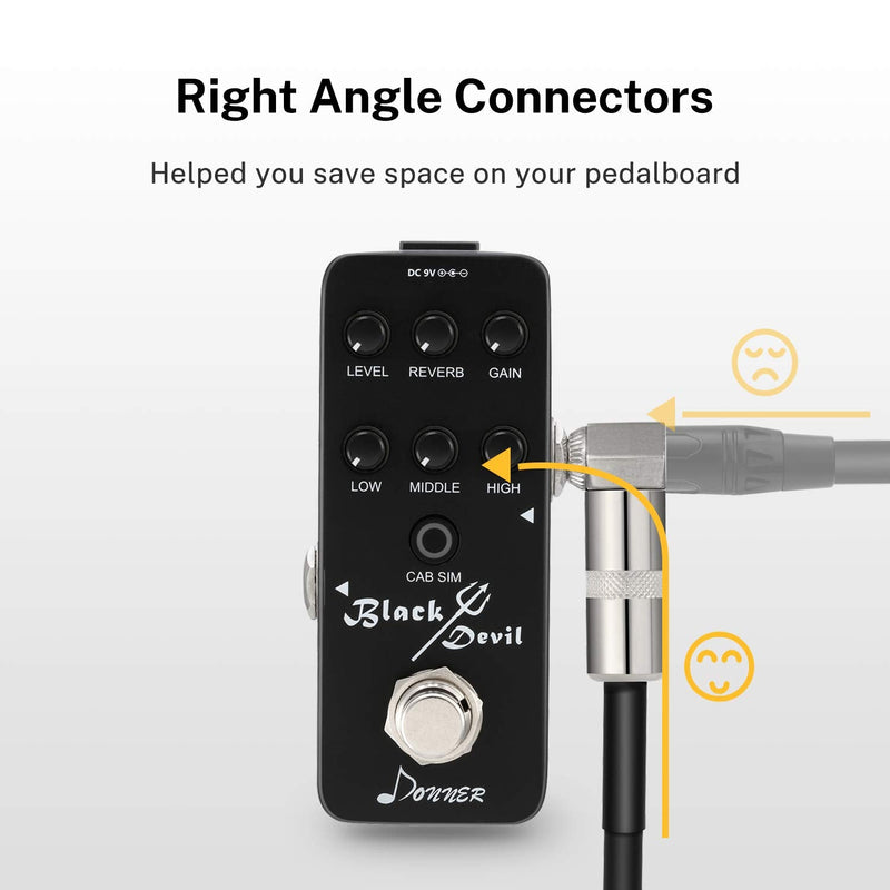 [Australia - AusPower] - Donner Guitar Pedal Cable, Noise-Free Effect Cord 6 Packs 12 Inch, 1/4" Right Angle, Metal Joint, Instrument Cable for Electric Guitar Bass Mixer Pro Audio Microphone Electric Drum, Black Basic 