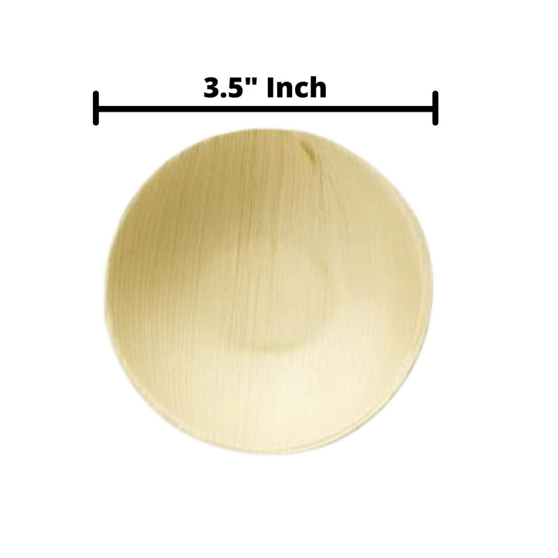 [Australia - AusPower] - Charity Leaf Disposable Palm Leaf Like Bamboo Round Mini Bowl | All Natural and Biodegradable | Charcuterie Boards, BBQs, and Parties | Pack of 25 Bowls (3.5" inch & 2.5 Oz) 3.5 Inch 
