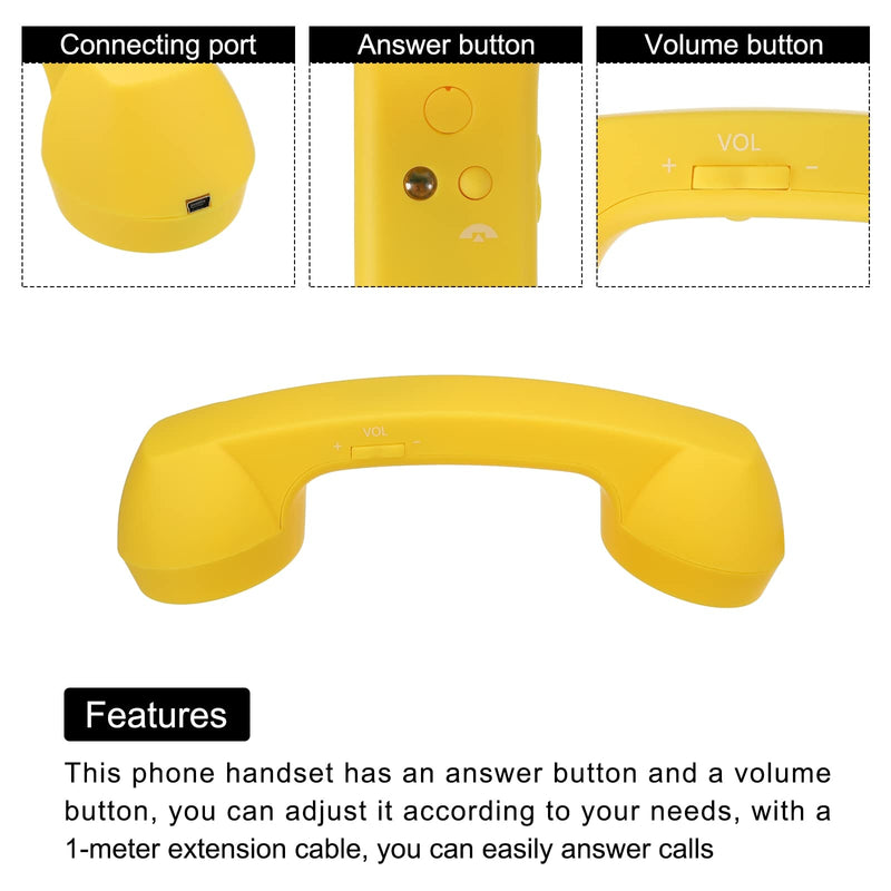 [Australia - AusPower] - MECCANIXITY Retro Telephone Handset Wireless Phone Telephone Receiver for Microphone Speaker Matte Yellow 