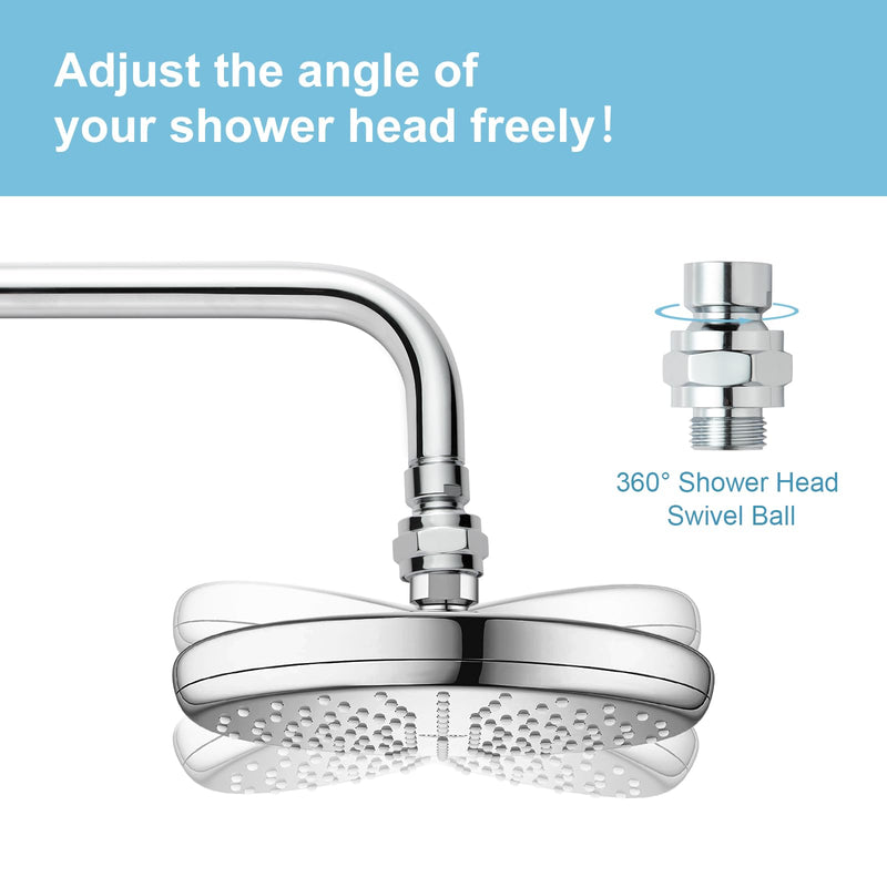 [Australia - AusPower] - OFFO All Metal Shower Head Swivel Ball Adapter, Solid Brass Adjustable Shower Arm Extension Connector Universal Showering Component, Chrome 