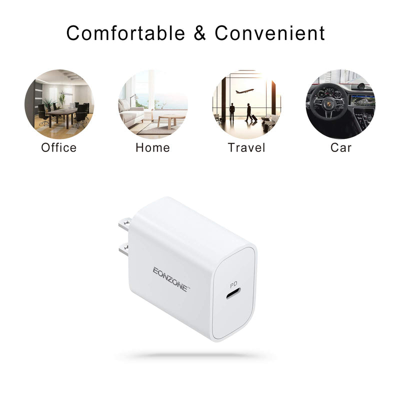 [Australia - AusPower] - USB C Charger for iPhone, EONZONE PD Fast Charger, 20W QC 3.0 Type C Wall Charger, USB C Adapter for iPhone 12/12 Pro/12 Pro Max/12 Mini, Pixel, Galaxy, iPad Pro, AirPods Pro, and More, White 2 Packs 