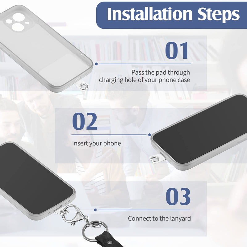 [Australia - AusPower] - 24 Pcs Phone Tether Tab Clear Phone Tether Phone Lanyard Patch TPU Replacement Patches for Smart Cell Phone Safety Tether Transparent Universal Non Adhesive with Metal Compatible with Smartphones Case 
