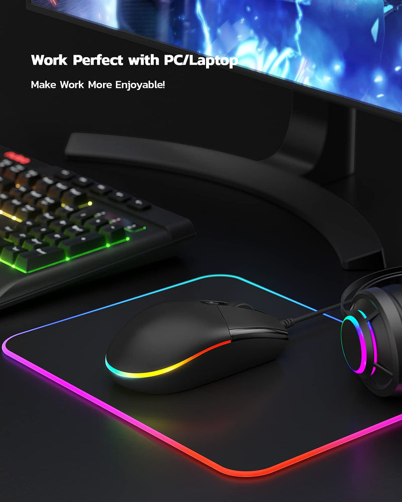 [Australia - AusPower] - Nulea Wired Mouse, USB Computer Mouse with RGB Backlit, Silent Click, 1600 DPI, Optical Wired Mouse for Home and Office, Compatible with Windows PC, Laptop, Desktop, Notebook 