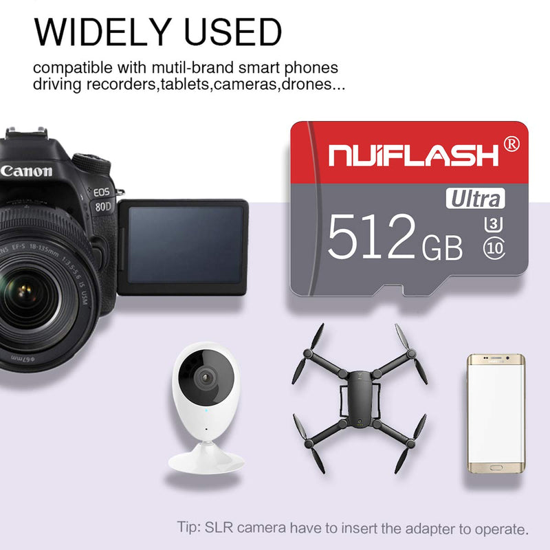 [Australia - AusPower] - 512GB Micro SD Card,TF Card/Memory Cards 512GB Class 10 High Speed with SD Card Adapter for Camera, Phone, Computer,Tablet, Drone, Dash Came, Surveillance, Tachograph 