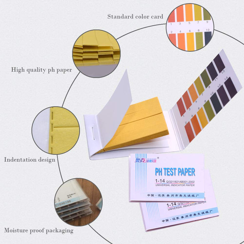 [Australia - AusPower] - Ph. 1-14 Test Paper Extensive Test Paper Litmus Test Paper Sonkir pH Test Strips，Test pH for Saliva Urine Water Soil Testing(2-Pack pH Test Strips) 