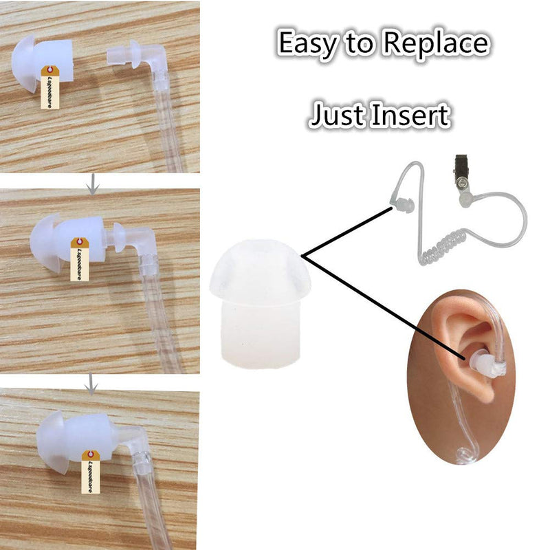 [Australia - AusPower] - Replacement Mushroom Earbud Ear Tips White Compatible for Motorola Kenwood Midland Two Way Radio Coil Tube Audio Kits - Lsgoodcare Transparent Acoustic Tube Ear Pieces, Pack of 10 