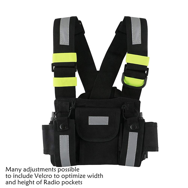 [Australia - AusPower] - Fluorescent 2 Way Radios Harness Chest Case with Front Pouches and Zipper Bag for Universal Walkie Talkies Accessories(Green) Fluorescence 