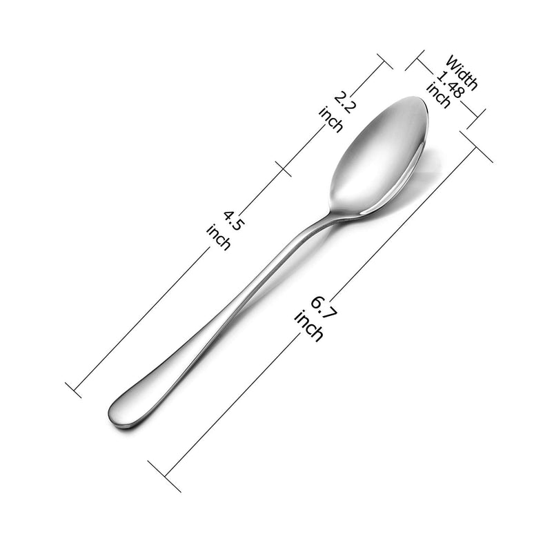 [Australia - AusPower] - Teaspoon Set,16 Piece 6.7" Spoons Silverware,Premium Food Grade 18/10 Stainless Steel Tea Spoons,Durable Small Spoons,Good Teaspoons,Dessert Spoons,Kitchen Spoons Set,Mirror Finish & Dishwasher Safe 6.7" 