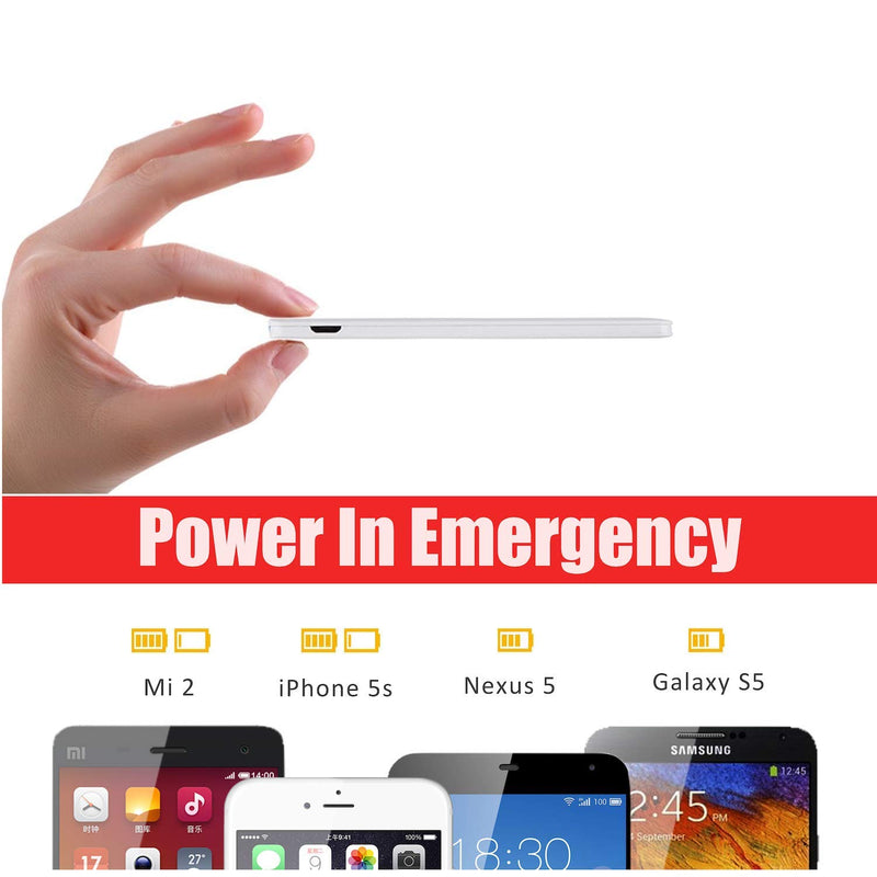 [Australia - AusPower] - Ultra-Slim Ultra-Portable Ultra-Safe 2500mAh Wallet Pocket Power Card Power Bank, ONE-for-All External Mini Battery for Most Smart Phone and Digital Devices(White with Lightning Adapter) 