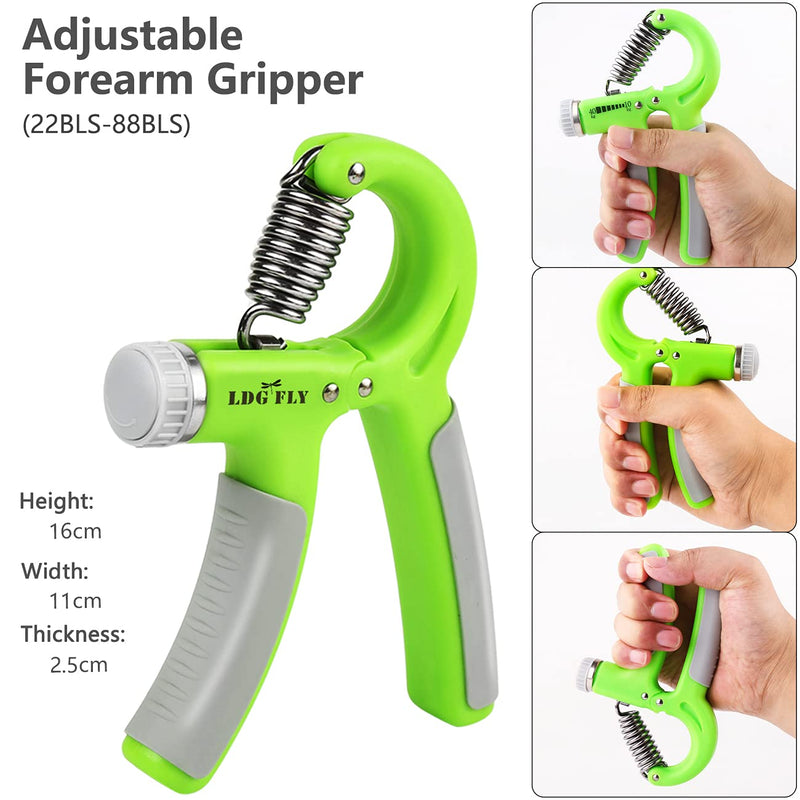 [Australia - AusPower] - Hand Grip Strengthener Kit with Finger Exerciser, Finger Stretchers, Adjustable Hand Gripper and Exercise Rings, Strength Trainer for Athletes, Pianists, Guitar and Therapy 