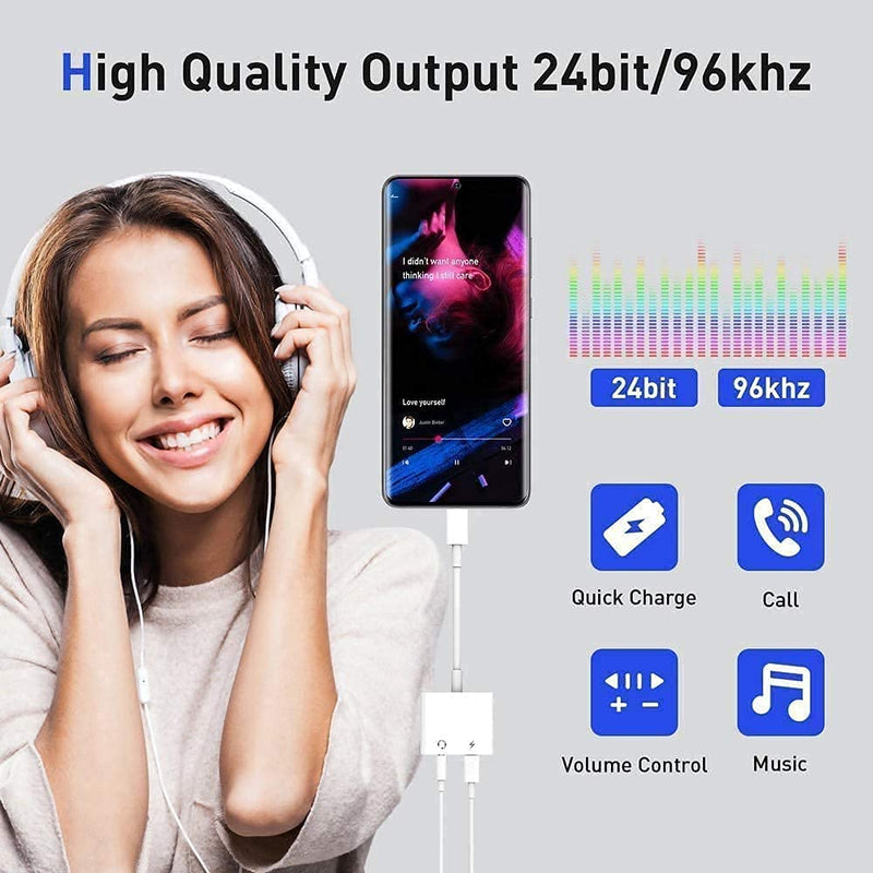 [Australia - AusPower] - USB C to 3.5mm Headphone and Charger Adapter, 2-in-1 USB C to AUX Mic Jack with PD 30W Fast Charging for Stereo,Compatible with Huawei P30 P20 Pro/Mate 20 Pro/Google Pixel/Samsung/OnePlus/and More USB 