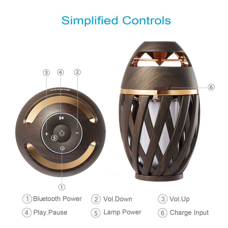 [Australia - AusPower] - DIKAOU Led Flame Speaker, Torch Atmosphere Bluetooth Speakers&Outdoor Portable Stereo Speaker with HD Audio and Enhanced Bass,LED flickers Warm Yellow Lights BT4.2 for iPhone/iPad/Android(Gold) Gold 