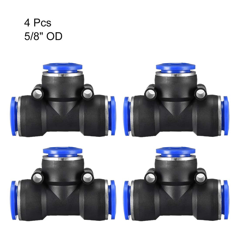 [Australia - AusPower] - uxcell Plastic Tee Push to Connect Tube Fittings 16mm or 5/8" OD Push Lock Blue 4pcs 