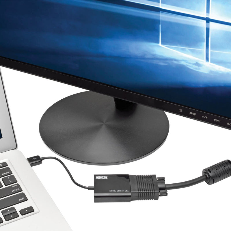 [Australia - AusPower] - Tripp Lite USB to VGA Adapter Multi Monitor External Video Converter, Built-in USB Type-A 2.0 Cable, 1080p @ 60Hz -Windows, Mac & Ubuntu Compatible, 3-Year Warranty (U244-001-VGA) VGA w/ Built-in Cable 