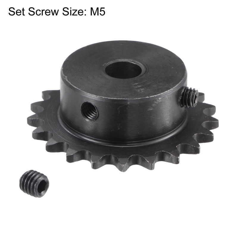 [Australia - AusPower] - uxcell 21 Tooth Roller Sprocket B Type, 25 Chain, Single Strand 1/4" Pitch, 8mm Bore Black Oxide C45 Carbon Steel with 2 Set Screws for ISO 04C 