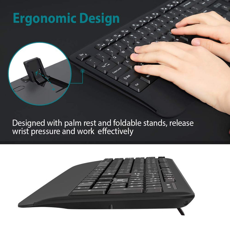 [Australia - AusPower] - UHURU Wireless Keyboard and Mouse Combo with WKM-33,WKM-43 Keyboard and Mouse Set with Palm Rest Bundle(Black+ Black)… 