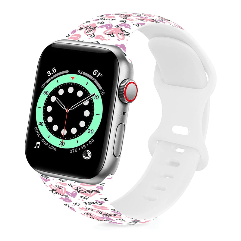 [Australia - AusPower] - Heart Pattern Smartwatch Band Compatible with Watch 38mm 40mm Soft Silicone Strap Replacement for Series 7/6/5/4/3/2/1/SE Heart 04 