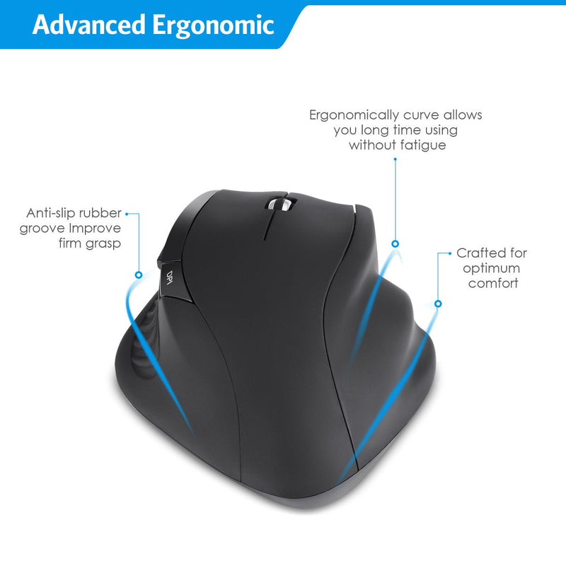 [Australia - AusPower] - AMIR Wireless Optical Mouse, 2.4GHz with Nano Receiver, (1000/1200/1600) Adjustable DPI Levels, with Side Control for PC/Laptop/Desktop - Windows/Mac 