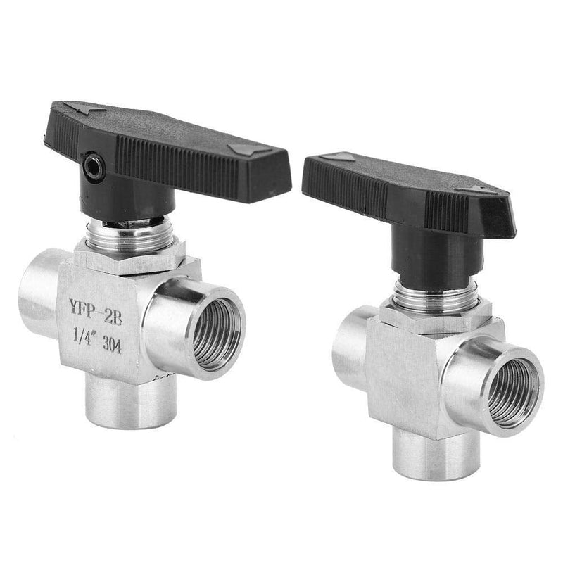 [Australia - AusPower] - 3 Way Ball Valve, Stainless Steel Ball Valve, BSPP Female Thread, Air Tube Hand Valve for Water Pipe Flow Control(BSPP1/4") BSPP1/4" 