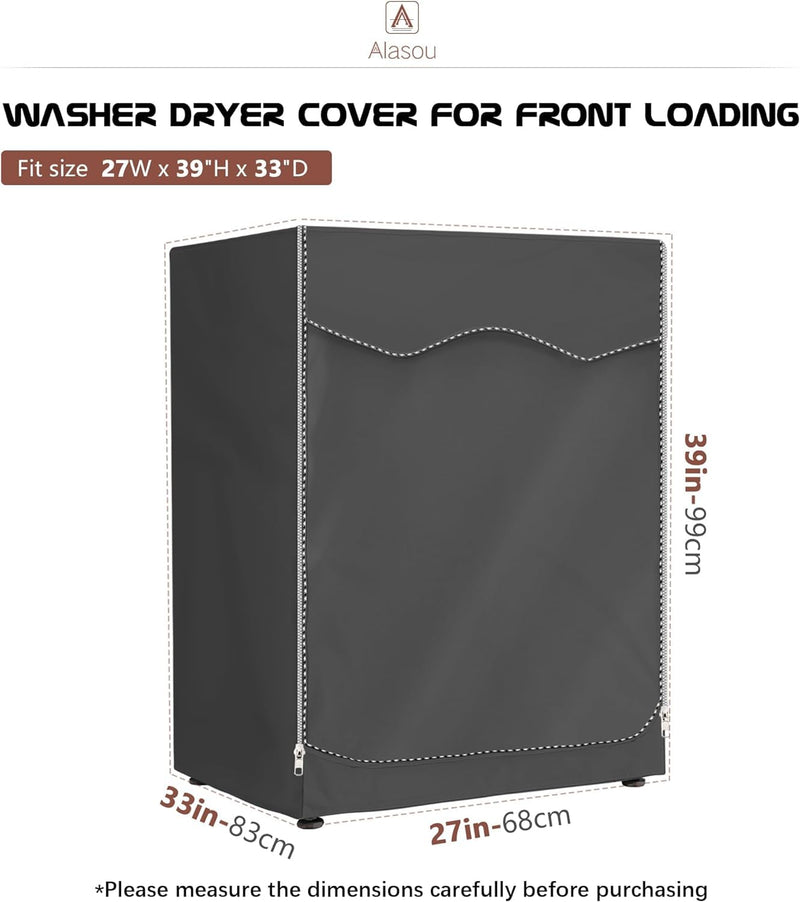 [Australia - AusPower] - MBOOM Washer/Dryer Cover for Front Load, Washing Machine Cover Waterproof, Dustproof -600D Heavy Duty Oxford Washer Covers for Outside, 27x33x39 inch, Grey 