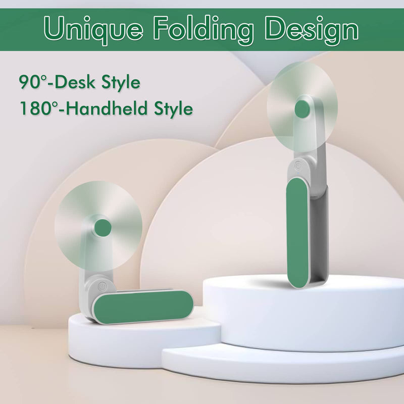 [Australia - AusPower] - Nezylaf Handheld Mini Fan, Travel Mini Fan Rechargeable [9-15 Working Hours], Portable USB Small Pocket Fan, Personal Fan with Power Bank,Outdoor Travel essentials for Women Green-01 