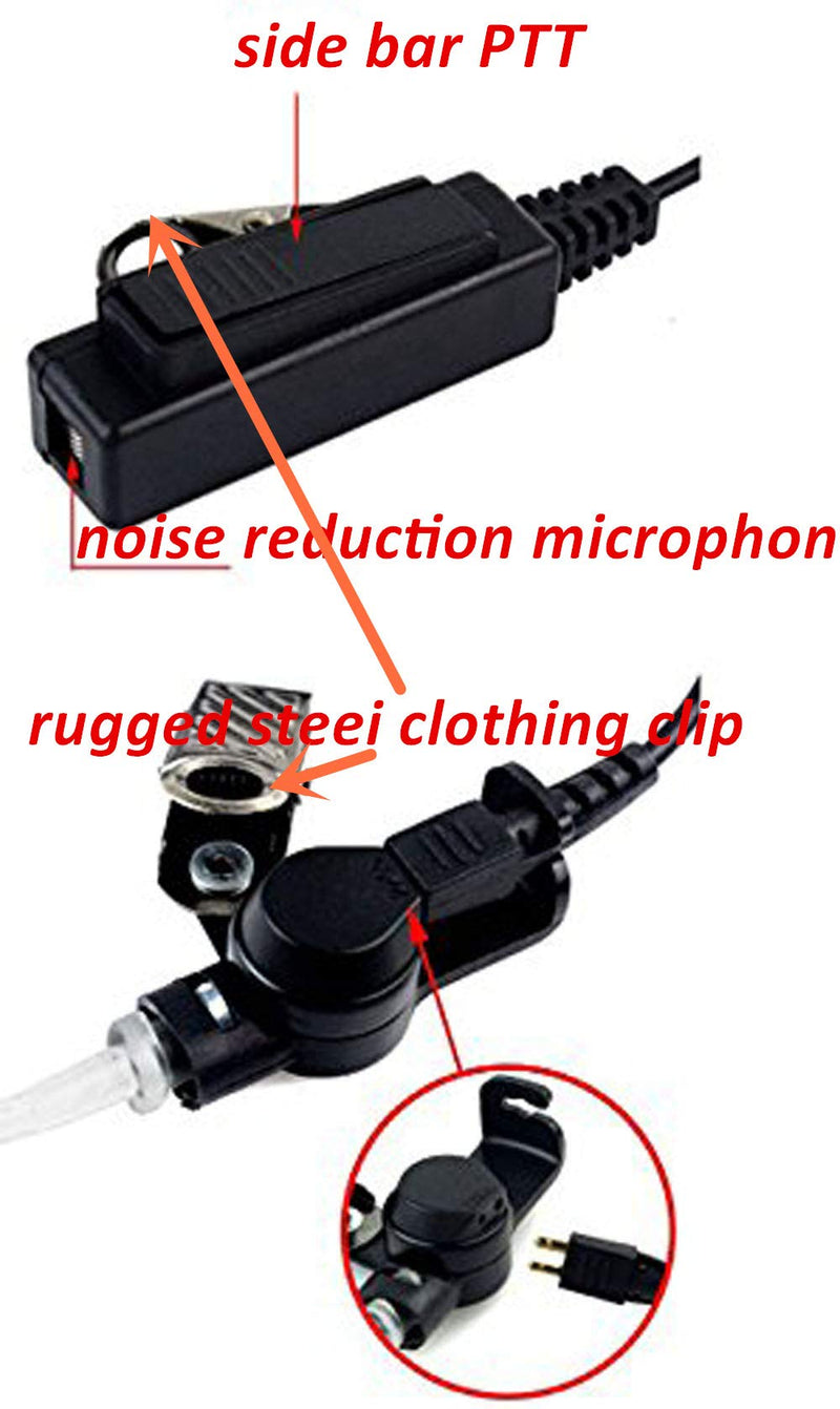 [Australia - AusPower] - 2 Wire Covert Acoustic Tube Earpiece Mic Compatible with Motorola XIR P6600 XIR P6620 Motorola XPR3000 XPR3300 XPR3300e XPR3500 XPR3500e Acoustic Tube Headset Noise Reduction Two-Way Radio Headset 