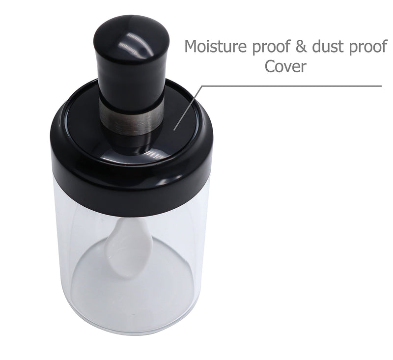 [Australia - AusPower] - Excelity Condiment Pots with Spoon and Lid Clear Glass Containers Jars for Storing and Dispensing Spice Salt Sugar Pepper 