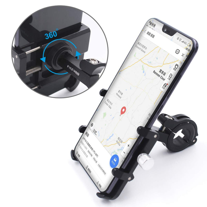 [Australia - AusPower] - GUB Bicycle & Motorcycle Phone Mount, Aluminum Bike Phone Holder Mount with 360° Rotation for iPhone 11 12 13 Pro Max Mini X XR Xs Plus, Samsung S21 S20 S10 Note20/10 4-7 Inch - Upgraded black 