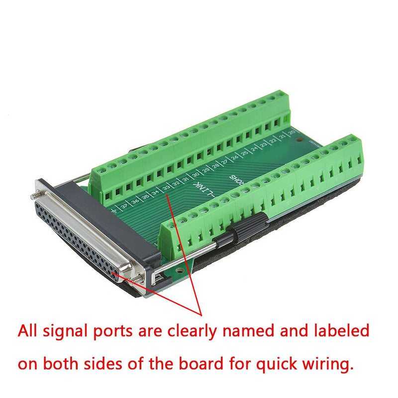 [Australia - AusPower] - ANMBEST DB37 Solderless RS232 D-SUB Serial to 37-pin Port Terminal Female Adapter Connector Breakout Board 