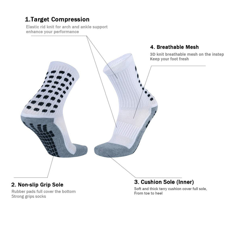 [Australia - AusPower] - VWU Mens Womens Sports Socks Athletic Socks for Running Cycling Basketball Hiking More One Size 6 Cushion and Grips 