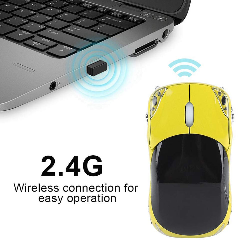 [Australia - AusPower] - Wireless Mouse, Portable 2.4G 1600DPI High Precision Optical Mouse with 10 Transmission Distance for PC Desktop Laptop Notebook Computer(Yellow) 