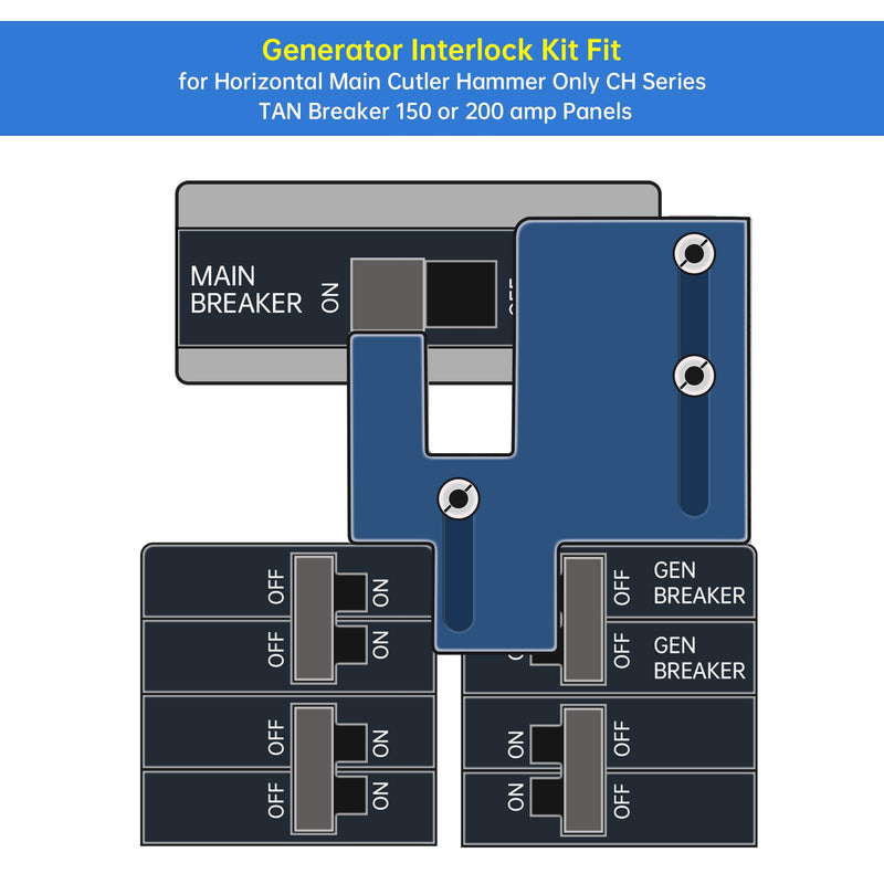 [Australia - AusPower] - Generator Interlock Kit Fit for Eaton Cutler Hammer BR and CH Series 150 or 200 amp Panel, 1 1/4-1 7/16 Inches Spacing Between Main and Generator Breaker, Professional Generator Interlock Kit 